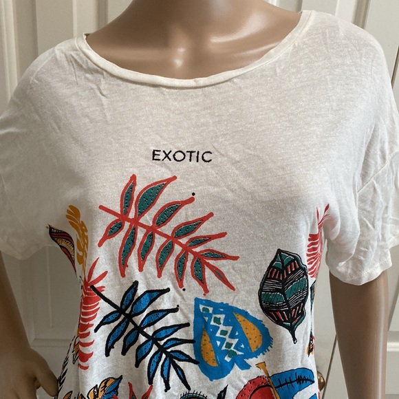 Springfield Womens L Cream Exotic Leaf Knit Shirt. - Picture 4 of 10